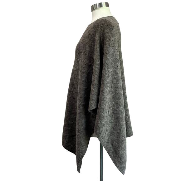 Kinross 100% Cashmere Poncho Sweater Wrap Cape Tan Mushroom Retail $395 - Picture 2 of 11